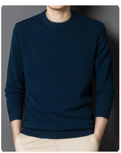 Vsadsau Men Solid Pullover Sweater Crew Neck Warm Sweater Wool Knitted Long Sleeve Casual Jumpers2