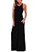 Dearlovers Woman Round Neck Sleeveless Long Maxi Tunic Dress XX-Large Size Black