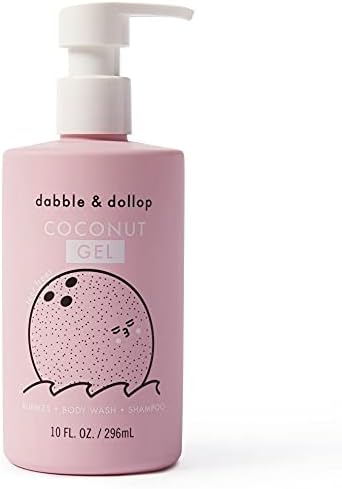 Dabble & Dollop Coconut Gel - 3-in-1 Natural Bubble Bath, Body Wash & Shampoo for Kids, 100% USA-made, Paraben & Sulfate Free, Vegan, Tear-Free, Gluten-Free, (10oz)