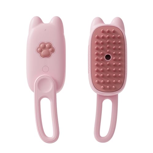 Image of Steam Cat Brush Dog Brush for Shedding Rechargeable Cat Brush Unique Pet Brush The Handle Can be Rotated 360 (pink)