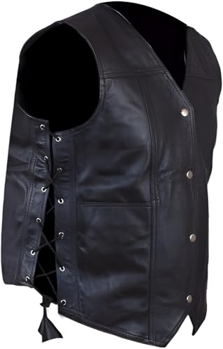 ELK ATTIRE Walking Dead Daryl Dixon Angel Wings Leather Motorcycle Vest, Black3
