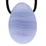 Blauer Chalcedon Tropfen Anhänger Kette Edelstein Heilstein echter Stein