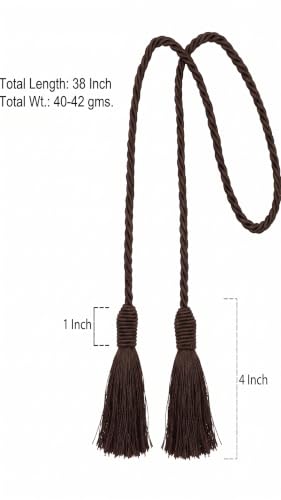 Image of 4 Pack Curtain Tiebacks Handmade Decorative Curtain Holdbacks Rope with Tassel - Brown