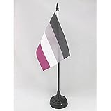 AZ FLAG TISCHFLAGGE Regenbogen GESCHLECHTSLOSER 15x10cm - ASEXUALITÄT TISCHFAHNE 10 x 15 cm - flaggen