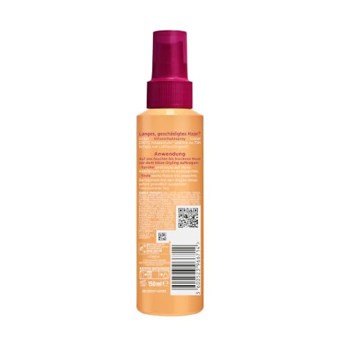 L'Oréal Paris Elvital Hitzeschutzspray für langes, glattes Haar, Leave-In Haarkur gegen Frizz, Ohne Ausspülen, Mit Vitaminen und Rizinusöl, Dream Length Defeat The Heat, 1 x 150 ml