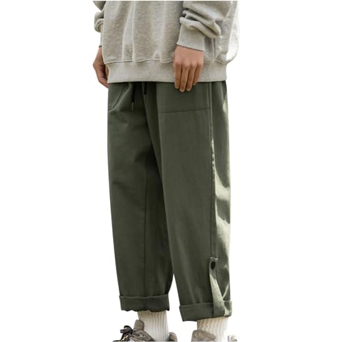 XUNRYAN Men Fashion Pants Lightweight Quick Dry Elastic Waist Drawstring Joggers with Multi Pocket Outdoor Trousers