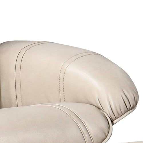 Benchmaster Newport Taupe Swivel Faux Leather Recliner Chair with Ottoman Footrest Modern Armchair Ergonomic Manual Reclining Adjustable Upholstered for Bedroom Living Room Reading Home Relax - Thumbnail 7