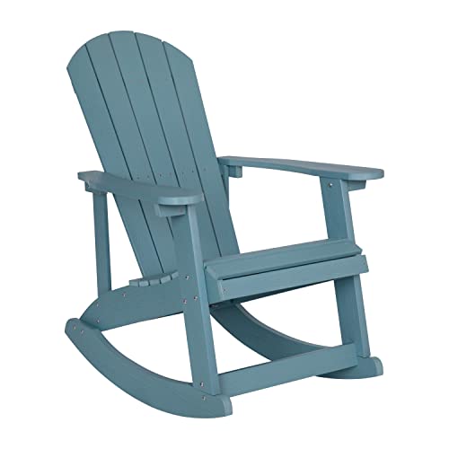 Flash Furniture Savannah Poly Resin Wood Adirondack Rocking