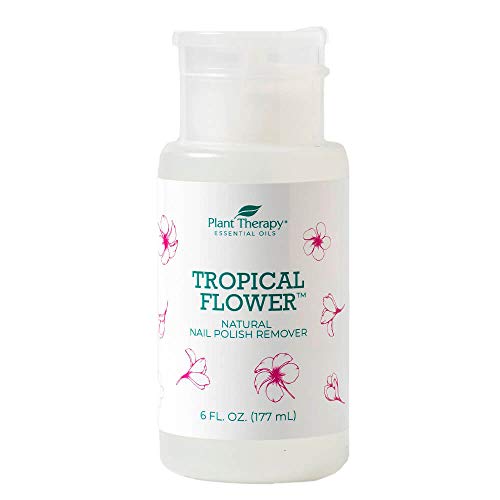 Plant Therapy Natural Acetone Free Nail Polish Remover 6 fl oz One Touch Dispensing Bottle with Flip Top Cap Tropical Flower Scent