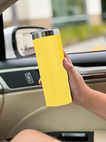 Lasergram 22Oz Vacuum Insulated Skinny Tumbler, Twin Hearts, Personalized Engraving Included (Yellow) #TOP2