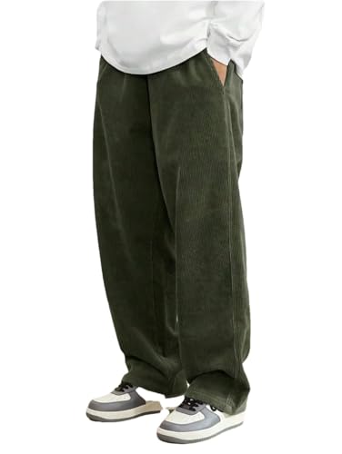 Men Corduroy Pants Loose-Fit Casual Pants