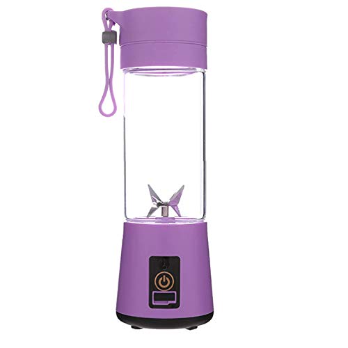 Portable Juicer Blender, 6 pcs blades Household Fruit Mixer,USB Rechargeable Personal-size Blender Used at Home And Outdoor,380ml Fruit Mixing Machine , USB Juicer Cup (Purple)