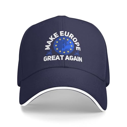 peiyeety Casquette « Make Europe Great Again » - J'aime l'europe - Bleu Marine