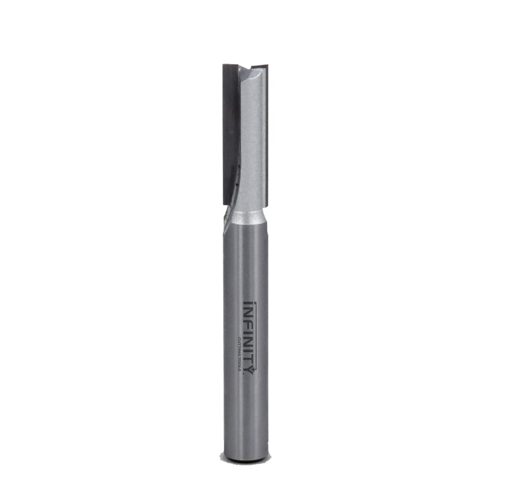 Infinity Cutting Tools 8mm Shank, Straight Router Bit, 5/16" C.D. x 1" C.H.| Carbide Tip | Heavy-Duty | for Handheld Or Table Mounted Wood Router