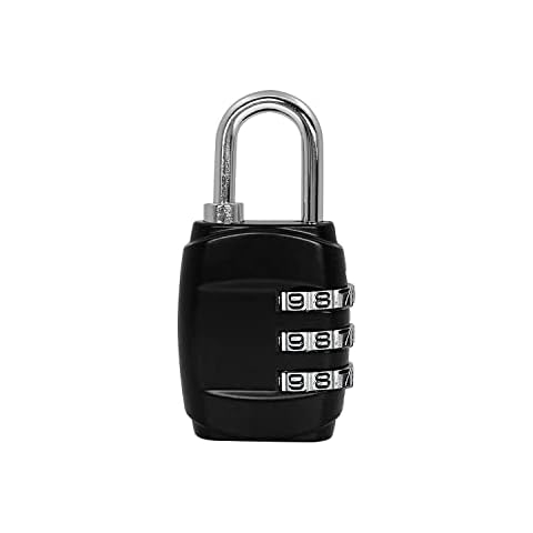 Luggage Locks - 3 Digit Combination Padlocks - Approved Travel Lock for Travel Bag, Suit Case, Lockers, Gym, Bike Mini Locks Black Cover