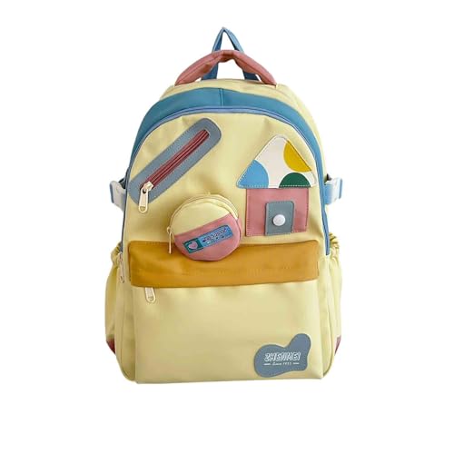 Women's graffiti cute backpack casual lightweight fresh backpack computer bag kawaii backpack travel bag (Yellow)