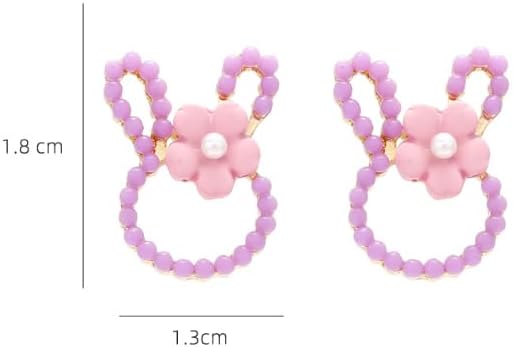 Cute Easter Bunny Rabbit Earrings Pearl Flower Easter Bunny Earrings Rhinestone Carrot Rabbit Stud Earrings Lovely Easter Jewelry Gifts - Image 2