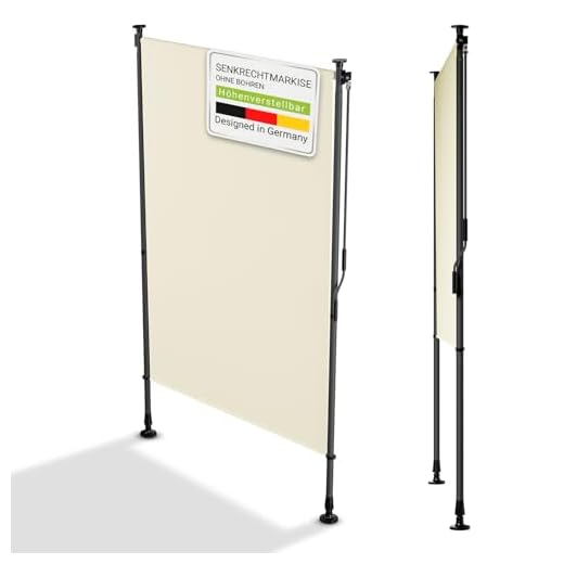 Juskys® Senkrechtmarkise Barbados 120x310 cm - Balkon Sichtschutz wetterfest - Ausziehbare Seitenmarkise ohne Bohren für Garten und Balkon - Beige
