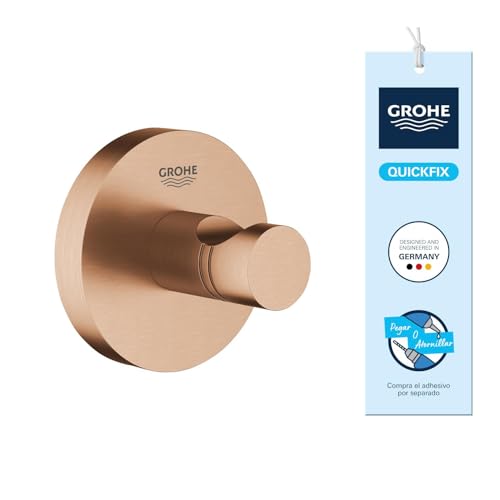 GROHE Colgador Start (metal, fijación oculta, incluye tornillos y tacos, extrafácil de instalar con QuickGlue), tamaño 45 mm, bronce Brushed Warm Sunset, 41173DL0