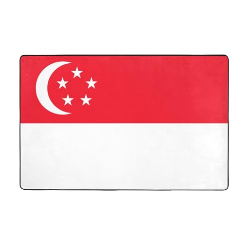 Tapis drapeau Singapour imprimé antidérapant pour cuisine et chambre