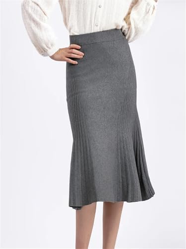 Women Knitted Mermaid Skirt Classic Elastic High Waist Slim Solid A-Lined Casual Skirts3