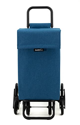 GARMOL Carro de la Compra Plegable 48 litros | Carro de la Compra 8 Ruedas Gran Capacidad | Carrito Compra Plegable Color Azul