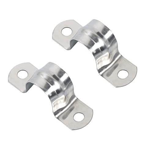 TOP-VIGOR 16Pcs 15mm(0.6) Rigid Pipe Strap, 2 Holes Pipe Clips Tube Straps, 201 Stainless Steel U Bracket Pipe Clamps Tension Tube Clip Clamp for Pipe Fixing