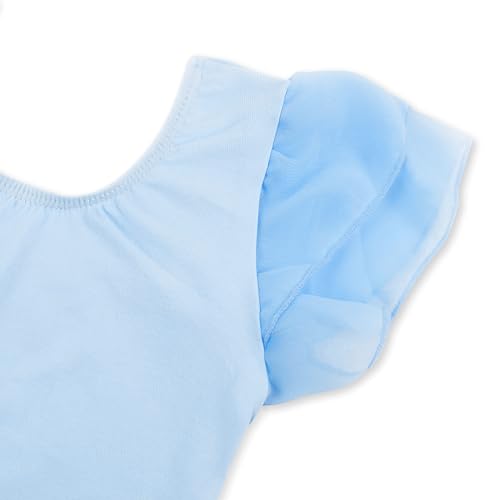 Image of EQSJIU Ballet Leotards for Girls with Removable Skirt Combo Tie Ruffle Sleeve Outfit