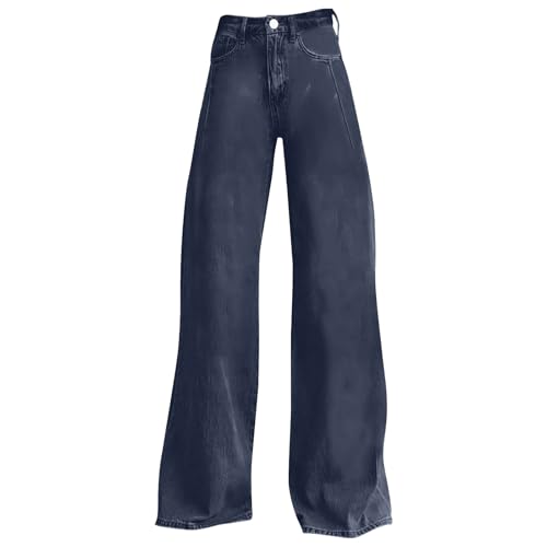 Women Casual Jeans Summer Washed Retro High Waist Flare Denim Trousers Loose Fit Street Hip Hop Y2K Pants with Pocket3