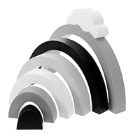 VANZACK Rainbow Stacker Wooden Stacking Blocks Building Blocks Set Black White 22x16x2.5CM Spatial Cognition Development Toy for Kids Baby Toddlers Children Random Color