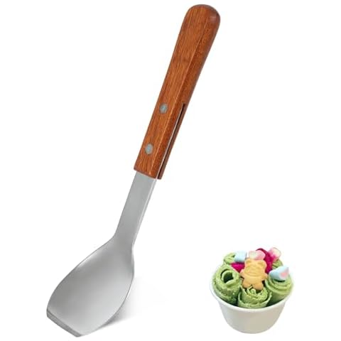 Ice Cream Scoop with Wooden Handle, Stainless Steel Dessert Spade & Butter Cutter, Essential Kitchen Tool – Perfect Flat Ice Cream Metal Spade for Home and Commercial Use Cover