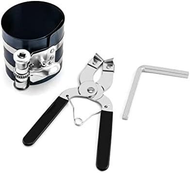 QWORK Piston Installer Pliers, Car Engine Adjustable Piston Ring Installer Removal Kit, Compressor Tool and Piston Ring Pliers