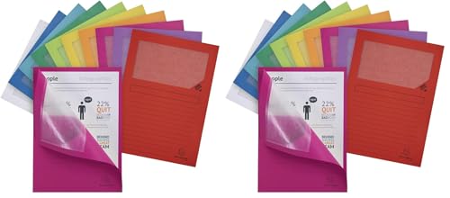 Exacompta - Réf. 50250E - Paquet de 25 chemises à fenêtre Forever 120 g/m² - couleurs vives - chemises 100% recyclées et certifiées Ange Bleu -...