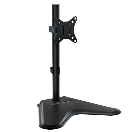 WORLDLIFT Single Monitor Stand arm - Freestanding Steel Full Motion Desk Stand Riser Fits 1 Screen up to 32” with Height Adjustable, Tilt, Swivel, Rotation, VESA 75/100mm, 8KG Weight Capacity, Black