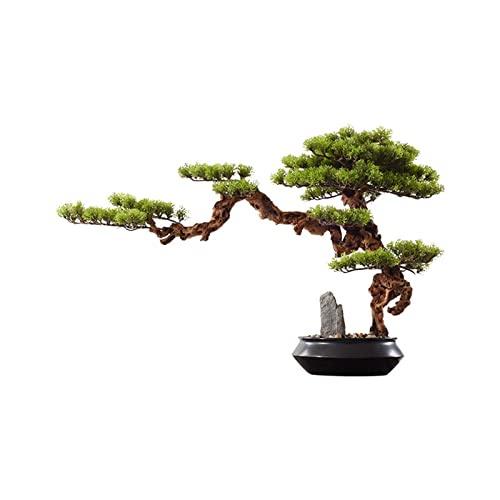 Árbol Bonsái Artificial Árbol de bonsái Artificial for el hogar, árbol de simulación Verde, Sala de Estar, Oficina, decoración de Escritorio, simulación de Bienvenida, árbol de bonsái de Pino, jarrón