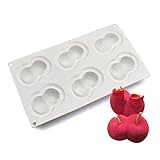 mostsom Silikonform für Dessert, Silikon-Kuchenform zum Backen, Fondantform, Obstform, Zucker, Süßigkeiten, Gelee, Backgeschirr, Pralinenform (Doppelkirsche F_29,7 x 17,4 x 4,4 cm)