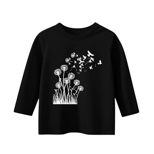 Kids Girls T Shirt 3/4 Length Sleeve Tops Crew Neck Shirt Casual Athletic Tops Cute Patterned Graphic2