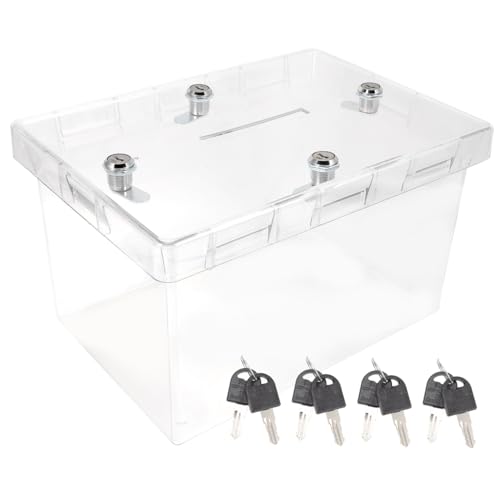 Ciieeo Box 4 Acrylic Clear Wedding Card Box with Locks and Keys for Reception Secure Money and Envelope Collection Transparent Design for Present Cards and Keepsakes at Events
