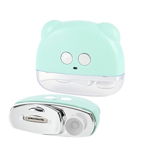 FANSU Cortaúñas Eléctrico 2 en 1 Cortador de Uñas Electrico Automático con Pulido & Luz, Recargable por USB 3 Velocidades Ajustable para Bebés Adultos y Ancianos (Verde)