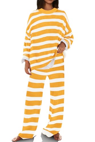 Image of SENSERISE Womens Striped Set Sweater Lounge Sets