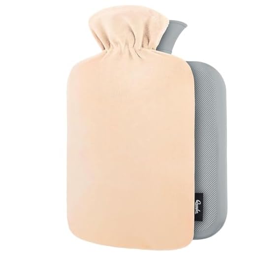 Bolsa de Agua Caliente con Funda - Funda de Vellón Premium Suave - 1.8L Gran Capacidad - Bolsa Agua Caliente para el alivio del dolor de espalda, cuello, hombros y para noches acogedoras - Champán