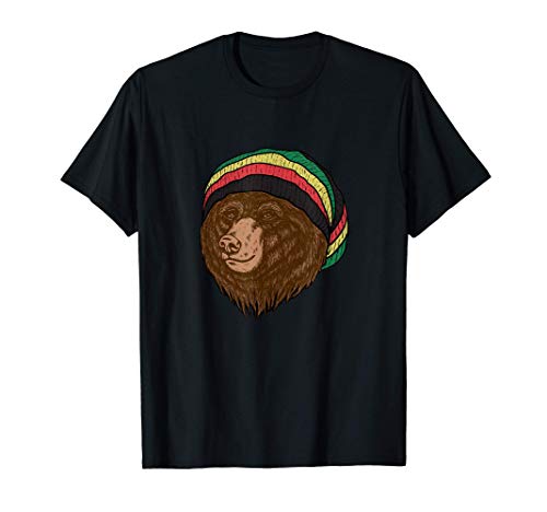 Reggae Bear - Africa Jamaica Hat Rastafarian Smoking Weed T-Shirt