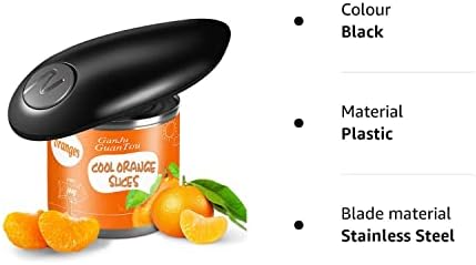 Electric Can Opener, Electric Tin Opener, Automatic One Touch Can Opener, Safe Smooth, No Sharp Edges, Suitable for Almost Size Can, Best Kitchen Gadgets Chefs, Arthritis Hand & Seniors, Black