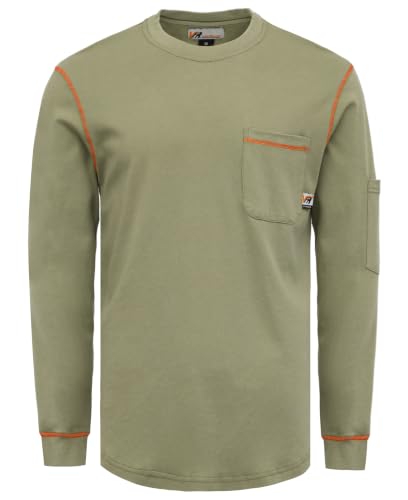 VATRENUS FR Shirts Crewneck 5.5oz Lightweight Flame Resistant 100% Cotton Men's Pre-Washed Fire Retardant Workwear
