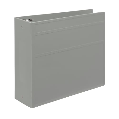 Carstens 4-Inch Heavy Duty 3-Ring Binder - Side Opening, Ash Gray, Durable Plastic, Precision No-Gap Rings, Waterproof Cover, No Pockets, Holds 600 Letter Sheets, BPA-Free, Made in USA (1842-3R)