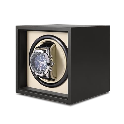 Relojes Mujer, Wireless JQUEEN - Bobinadora automática de un solo reloj, tipo C, bobinadora de reloj apilable, motor silencioso, caja de exhibición de reloj negro esmerilado,...