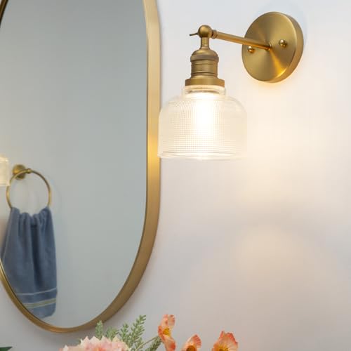 Image of Pathson Vintage Wall Sconce Lamp with Clear Glass, Adjustable Hardwired Wall Vanity Light for Bathroom Living Room Farmhouse Bedside Lighting