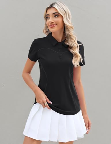 Image of TFSDOD Womens Golf Polo Shirts Collared Short Sleeve T Shirt Lightweight Moisture Wicking Polo Casual 3 Buttons Outfits