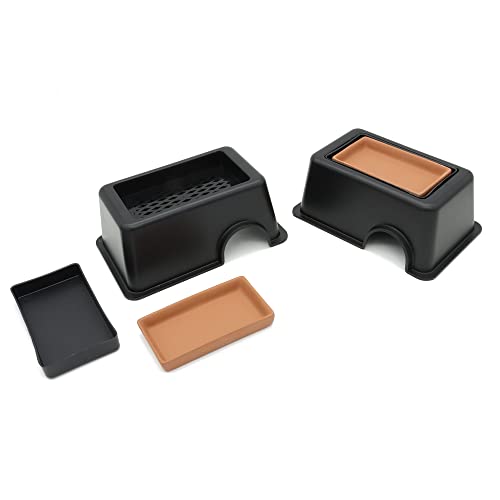 2 Pcs Small Reptile Hide Box Humidifier Caves Water Supply Hideout with Sink Basin for Lizards,Gecko, Snake