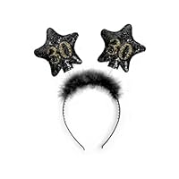 PartyDeco Birthday Hairband Unisex - Glitter Headband with Feathers, Stars, and Number | Fun Party Accessory for Celebrating Birthdays (Age 30)